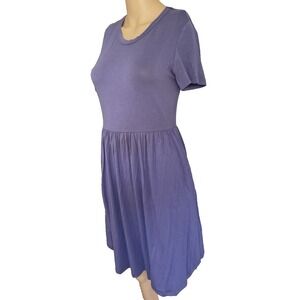 Longyuan Women's S Dress NWT Empire Waist Stretch Casual Plum Purple Romantic